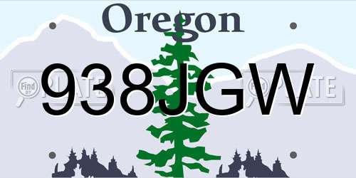 938JGW Oregon License Plate