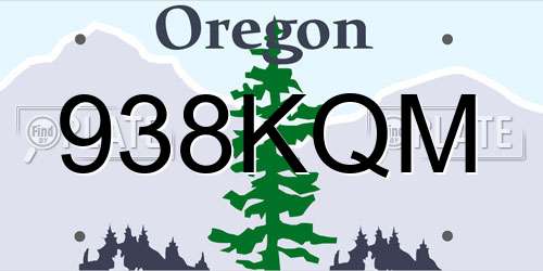 938KQM Oregon License Plate