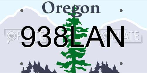 938LAN Oregon License Plate