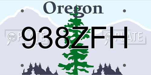 938ZFH Oregon License Plate
