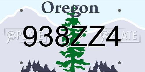 938ZZ4 Oregon License Plate