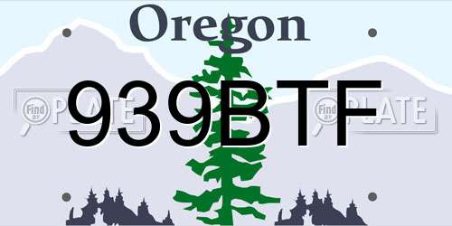 939BTF Oregon License Plate