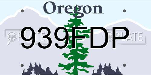 939FDP Oregon License Plate