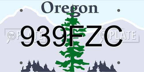 939FZC Oregon License Plate