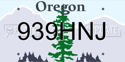 939HNJ Oregon License Plate