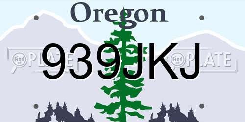 939JKJ Oregon License Plate