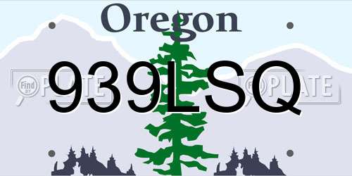 939LSQ Oregon License Plate