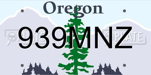 939MNZ Oregon License Plate