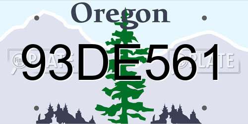 93DE561 Oregon License Plate
