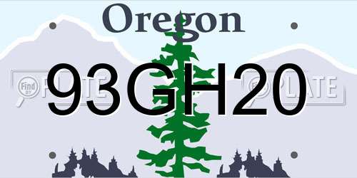 93GH20 Oregon License Plate