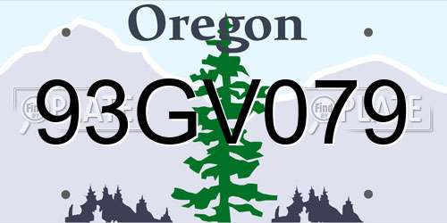 93GV079 Oregon License Plate