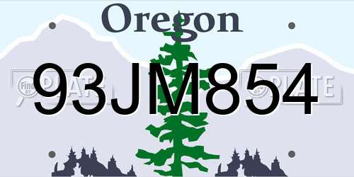93JM854 Oregon License Plate
