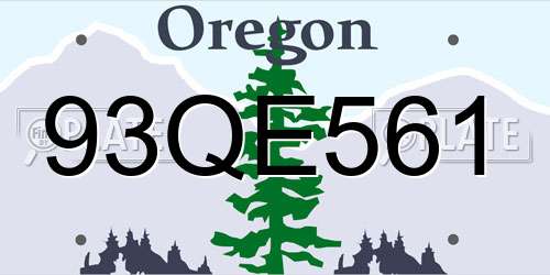 93QE561 Oregon License Plate