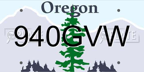 940GVW Oregon License Plate