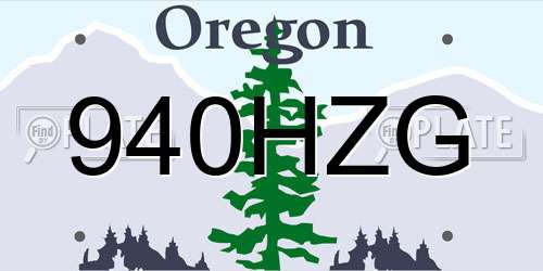 940HZG Oregon License Plate