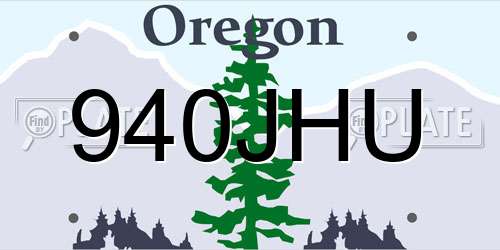 940JHU Oregon License Plate