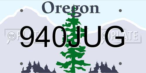 940JUG Oregon License Plate