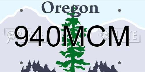940MCM Oregon License Plate