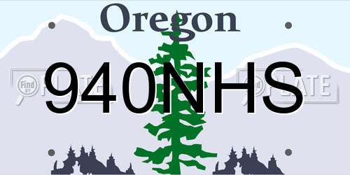 940NHS Oregon License Plate