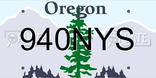 940NYS Oregon License Plate