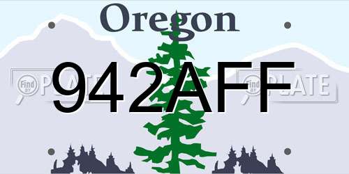 942AFF Oregon License Plate