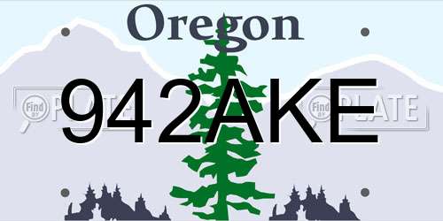 942AKE Oregon License Plate