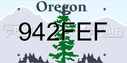 942FEF Oregon License Plate