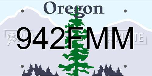 942FMM Oregon License Plate