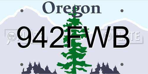 942FWB Oregon License Plate