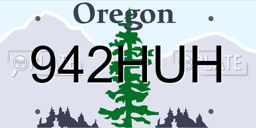 942HUH Oregon License Plate