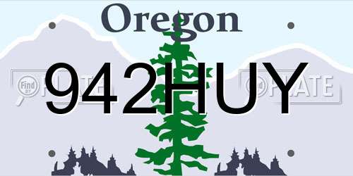 942HUY Oregon License Plate