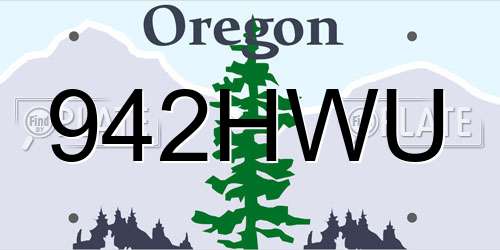 942HWU Oregon License Plate