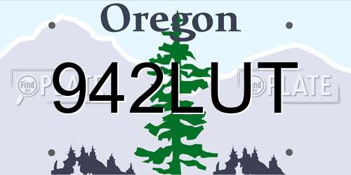 942LUT Oregon License Plate