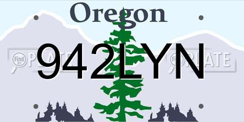 942LYN Oregon License Plate