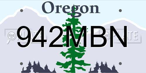 942MBN Oregon License Plate