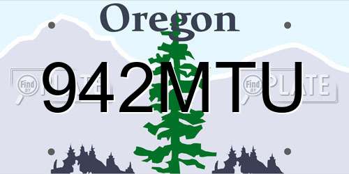 942MTU Oregon License Plate