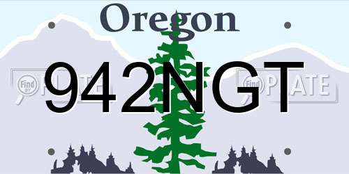 942NGT Oregon License Plate