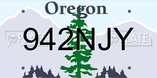 942NJY Oregon License Plate