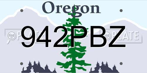 942PBZ Oregon License Plate