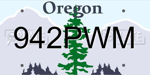 942PWM Oregon License Plate