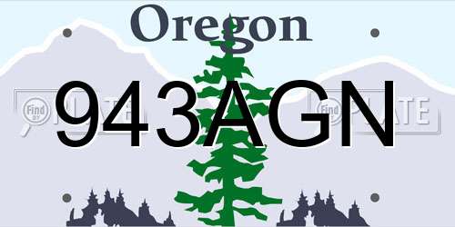 943AGN Oregon License Plate