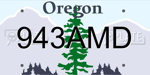 943AMD Oregon License Plate