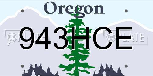 943HCE Oregon License Plate