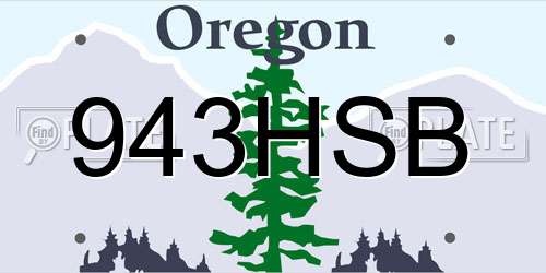 943HSB Oregon License Plate