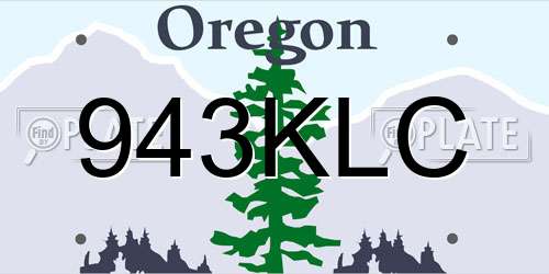 943KLC Oregon License Plate