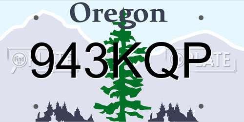 943KQP Oregon License Plate