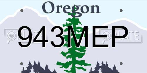 943MEP Oregon License Plate