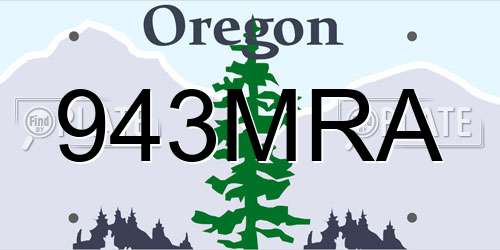 943MRA Oregon License Plate