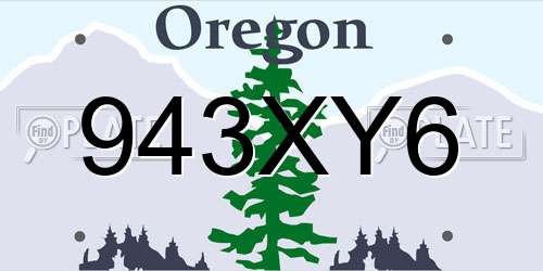943XY6 Oregon License Plate
