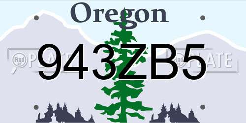 943ZB5 Oregon License Plate